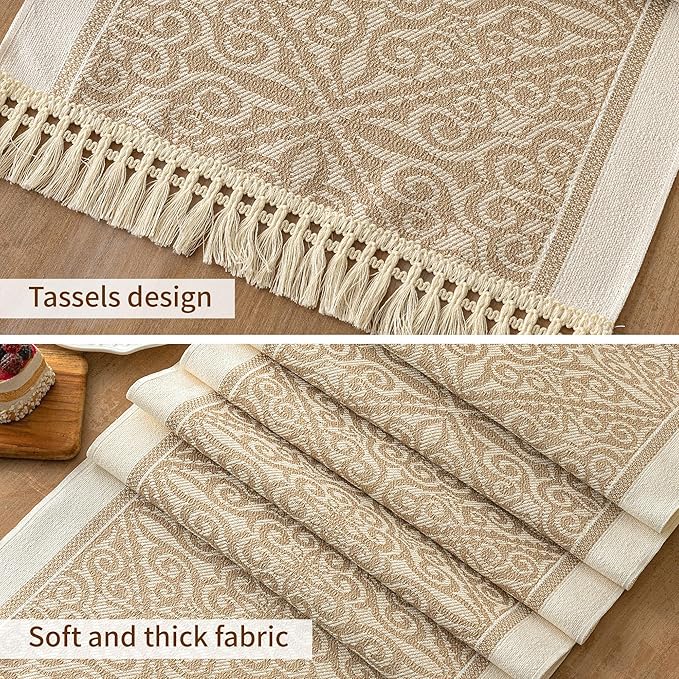 Table Runners 138 Inches,Waterproof Boho Table Runner with Tassel Fringe,Table Runner for Party Coffee Table