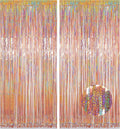 Foil Fringe Backdrop, Melsan 2 Pack 3.2 ft x 8.2 ft Tinsel Foil Fringe Curtains, Sparkle Fringe Curtains for Bachelorette Party Decorations Photo Background Decoration, Rose Gold