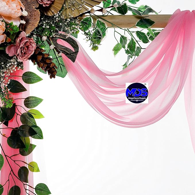 MDS Halloween Chiffon Draping Fabric - 1 Panel, 30" Wide x 50ft Long - Sheer Spooky Arbor & Canopy Drapery for Haunted House Backdrops, Party Ceilings, DIY Costumes & Themed Events - Coral
