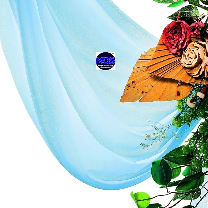 MDS Halloween Chiffon Draping Fabric - 2 Panel, 30" Wide x 20ft Long - Sheer Spooky Arbor & Canopy Drapery for Haunted House Backdrops, Party Ceilings, DIY Costumes & Themed Events - Turquoise