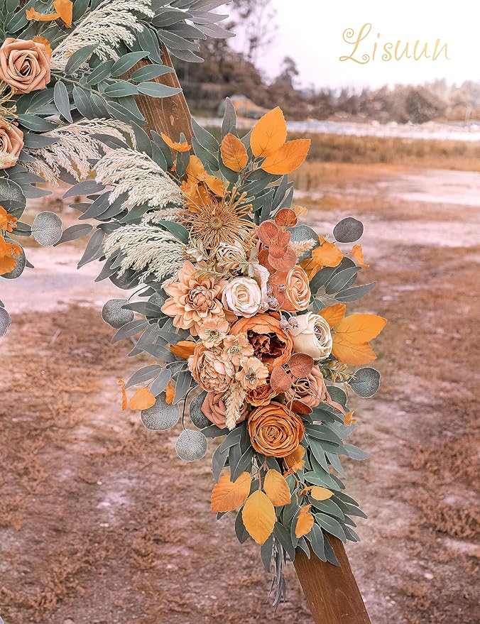 Wedding Arch Flowers, Artificial Flowers for Decoration, Large Flower Swag for Boho Styles Wedding Ceremony Floral Decor - Pack of 2