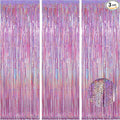 Melsan 3 Pack 3.2 x 8.2 ft Sparkling Pinkish Purple Tinsel Fringe Curtain Backdrop k pop Demon Hunters Party Decorations Glitter Decor for Birthdays, Bachelorette, Weddings, Photo Booth