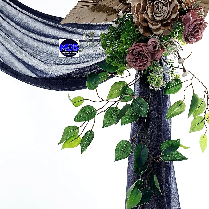 MDS Halloween Chiffon Draping Fabric - 2 Panel, 30" Wide x 40ft Long - Sheer Spooky Arbor & Canopy Drapery for Haunted House Backdrops, Party Ceilings, DIY Costumes & Themed Events - Navy Blue