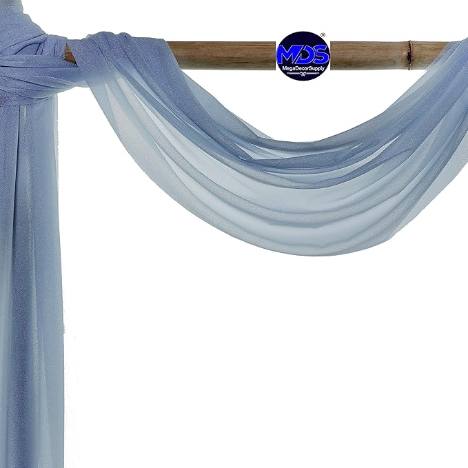 MDS Halloween Chiffon Draping Fabric - 2 Panel, 30" Wide x 100ft Long - Sheer Spooky Arbor & Canopy Drapery for Haunted House Backdrops, Party Ceilings, DIY Costumes & Themed Events - Dusty Blue