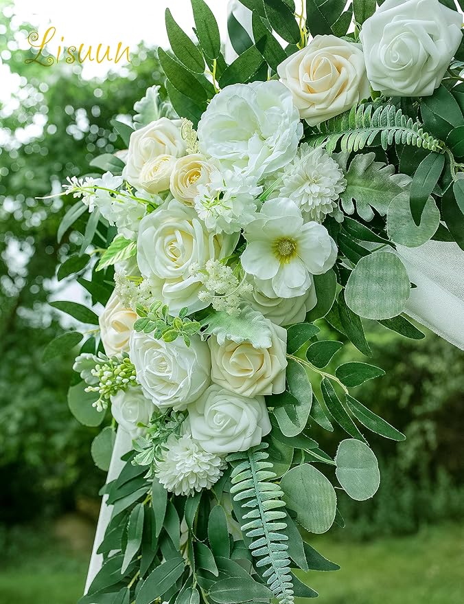 Wedding Arch Flowers, Artificial Flowers for Decoration, Large Flower Swag for Boho Styles Wedding Ceremony Floral Decor - Pack of 2