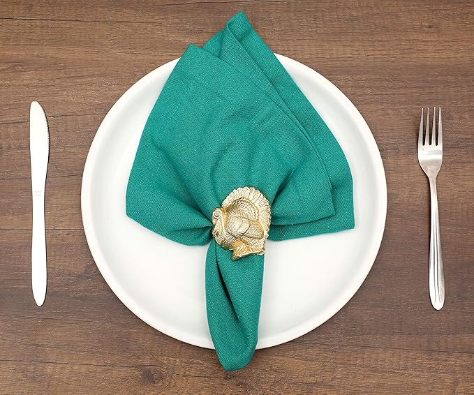 Turkey Bird Gold Napkin Rings Set of -12 for Dinner Parties, Weddings Receptions, Family Gatherings, or Everyday Use - Set Your Style with Daily Use Table Décor Accessories - ALPHA Living HOME