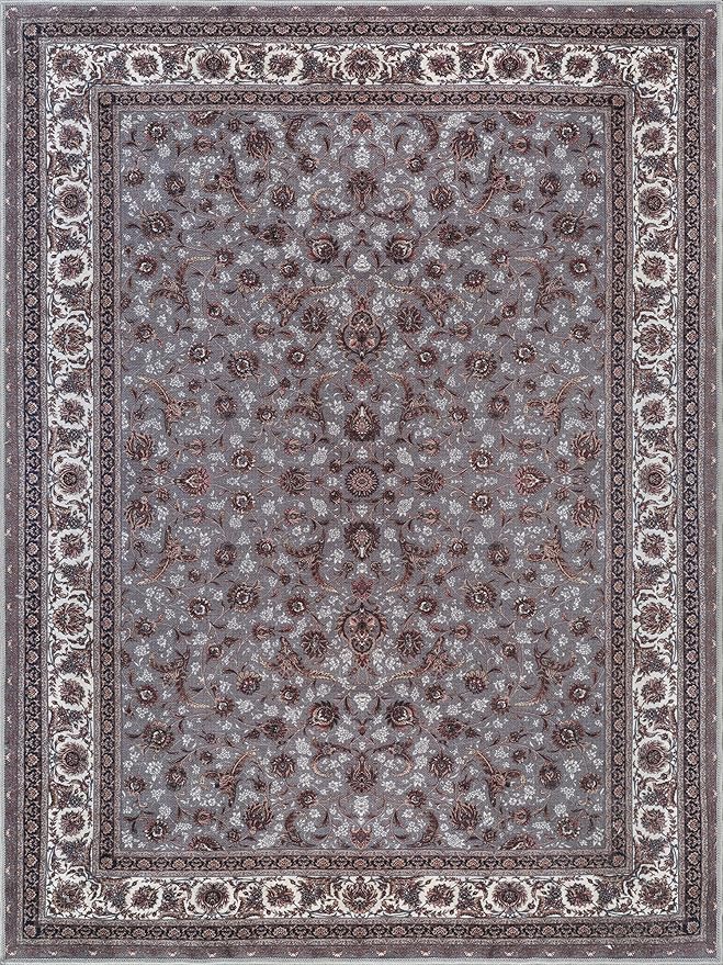 Bloom Rugs Washable Non-Slip 5' x 7' Rug - Slate Gray Traditional Oriental Area Rug for Living Room, Bedroom, Dining Room, and Kitchen - Exact Size: 5' x 7'