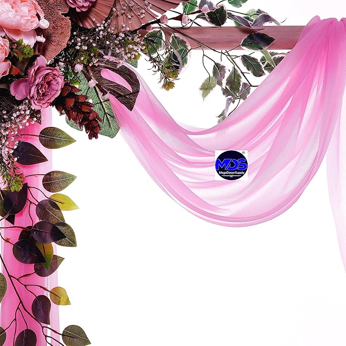 MDS Halloween Chiffon Draping Fabric - 1 Panel, 30" Wide x 50ft Long - Sheer Spooky Arbor & Canopy Drapery for Haunted House Backdrops, Party Ceilings, DIY Costumes & Themed Events - Bubblegum Pink