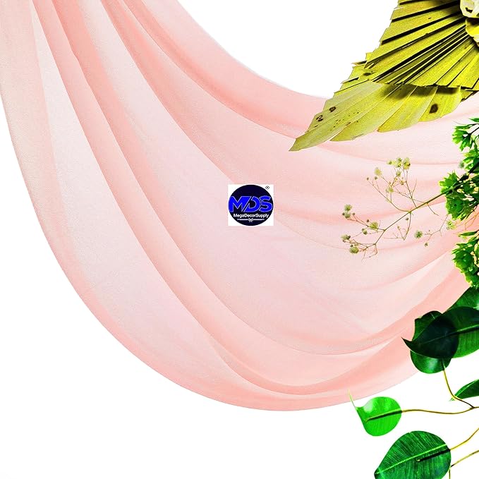 MDS Halloween Chiffon Draping Fabric - 2 Panel, 30" Wide x 50ft Long - Sheer Spooky Arbor & Canopy Drapery for Haunted House Backdrops, Party Ceilings, DIY Costumes & Themed Events - Peach