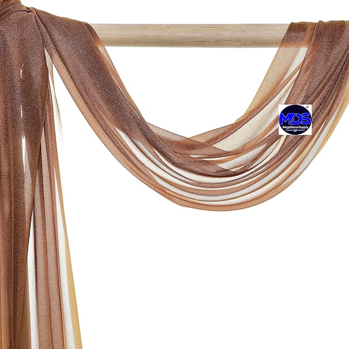 MDS Halloween Chiffon Draping Fabric - 2 Panel, 30" Wide x 50ft Long - Sheer Spooky Arbor & Canopy Drapery for Haunted House Backdrops, Party Ceilings, DIY Costumes & Themed Events - Mocha