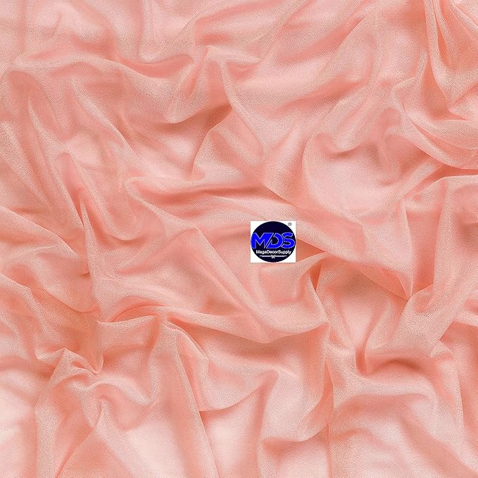 MDS Halloween Chiffon Draping Fabric - 2 Panel, 30" Wide x 30ft Long - Sheer Spooky Arbor & Canopy Drapery for Haunted House Backdrops, Party Ceilings, DIY Costumes & Themed Events - Peach