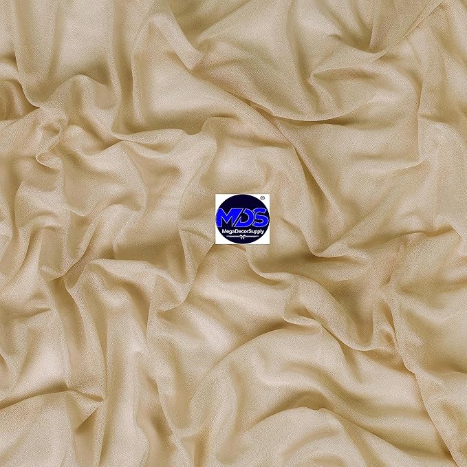MDS Halloween Chiffon Draping Fabric - 2 Panel, 30" Wide x 50ft Long - Sheer Spooky Arbor & Canopy Drapery for Haunted House Backdrops, Party Ceilings, DIY Costumes & Themed Events - Champagne Gold